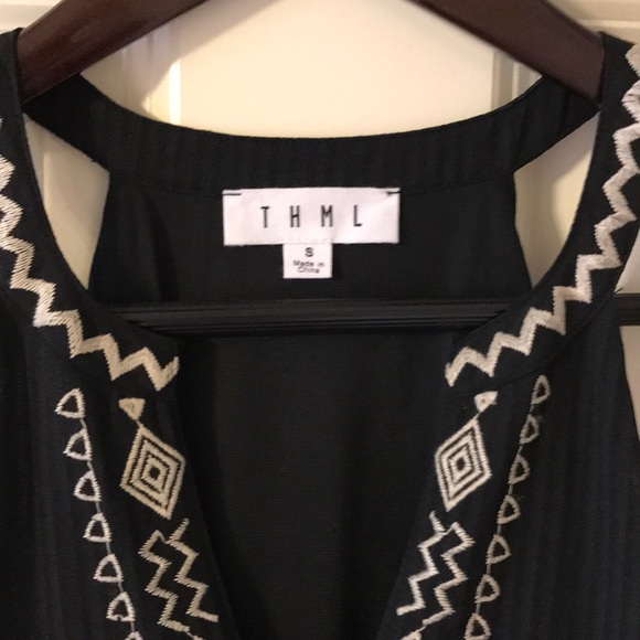 Black dress with tan stitching - Picture 2 of 3